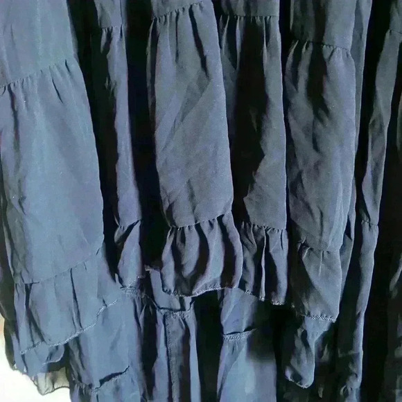 ASOS Drop Waist Maxi Coquette Skirt Ruffle\Pleated Detail In Navy Blue Size 0 - Picture 6 of 10